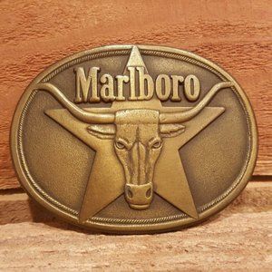 MARLBORO 1987 Philip Morris Solid Brass Buckle